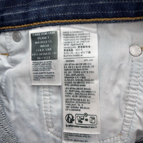 Levi's Low Pro Jeans Women's 32x30 Blue Pinstriped Straight Leg Mid Rise Relaxed - Picture 3 of 11